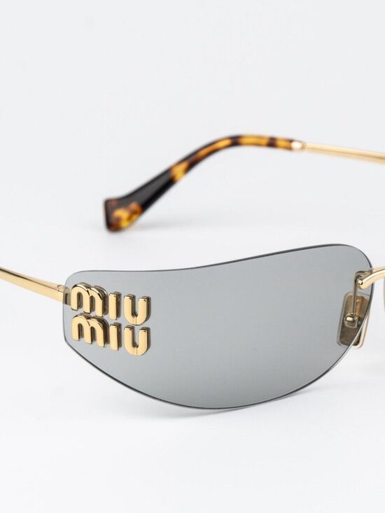 Miu Miu Women Sunglasses Gold Grey Rectangle Rimless MUA51S 5AK50K NEW AUTHENTIC main image 10